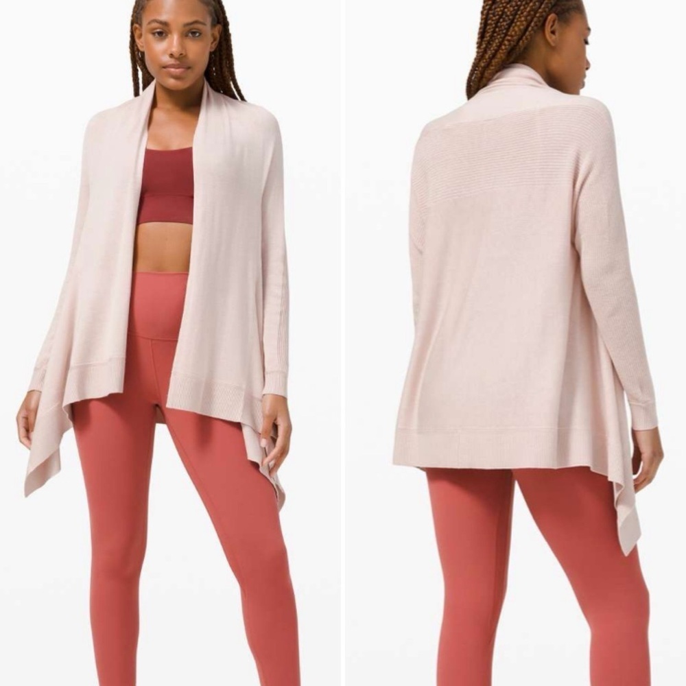 LULULEMON ATHLETICA Cashlu Knit Wrap Open Cardigan in Pink Bliss